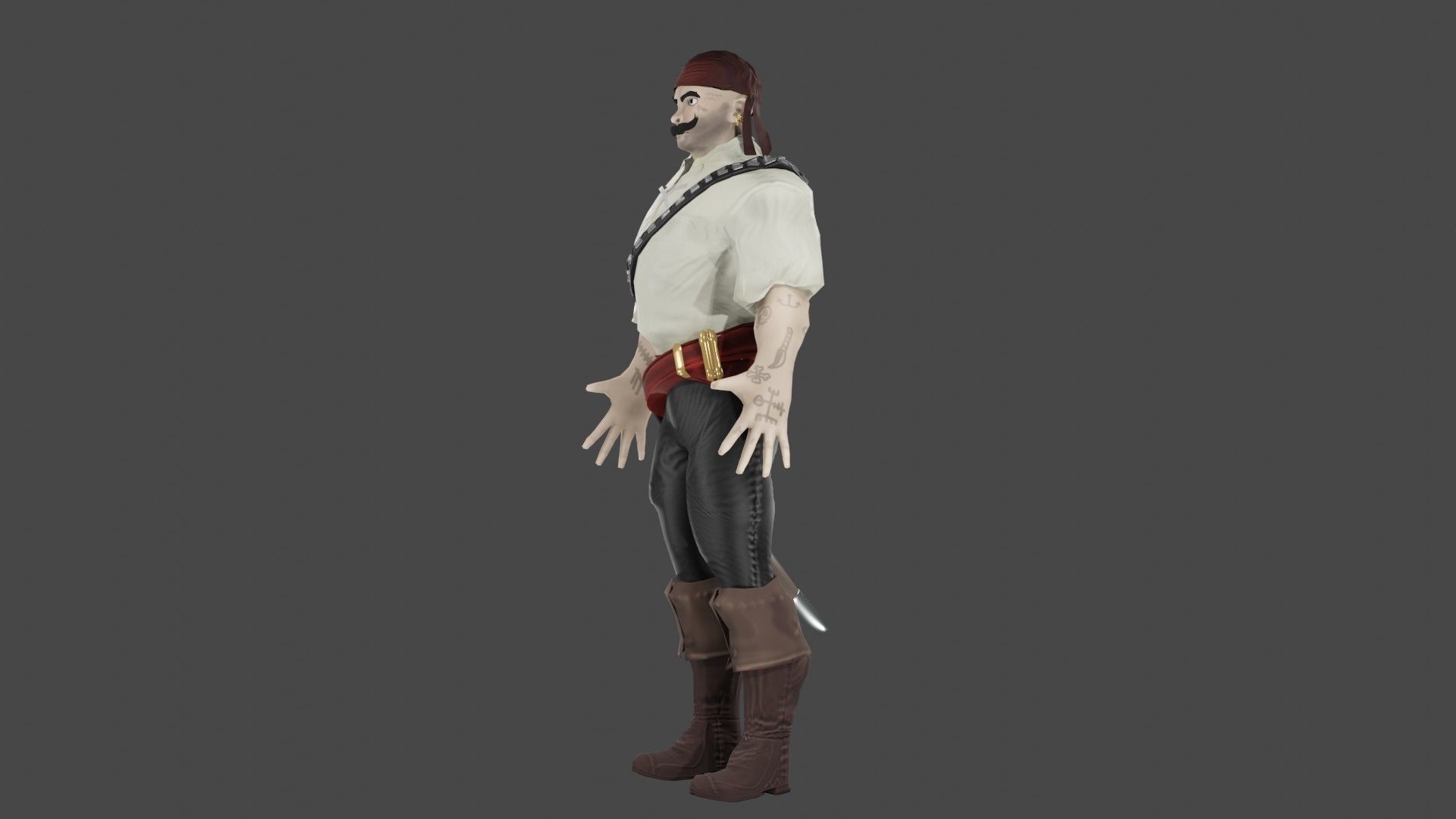 Pirate Boatswain Low-poly 3D model_6