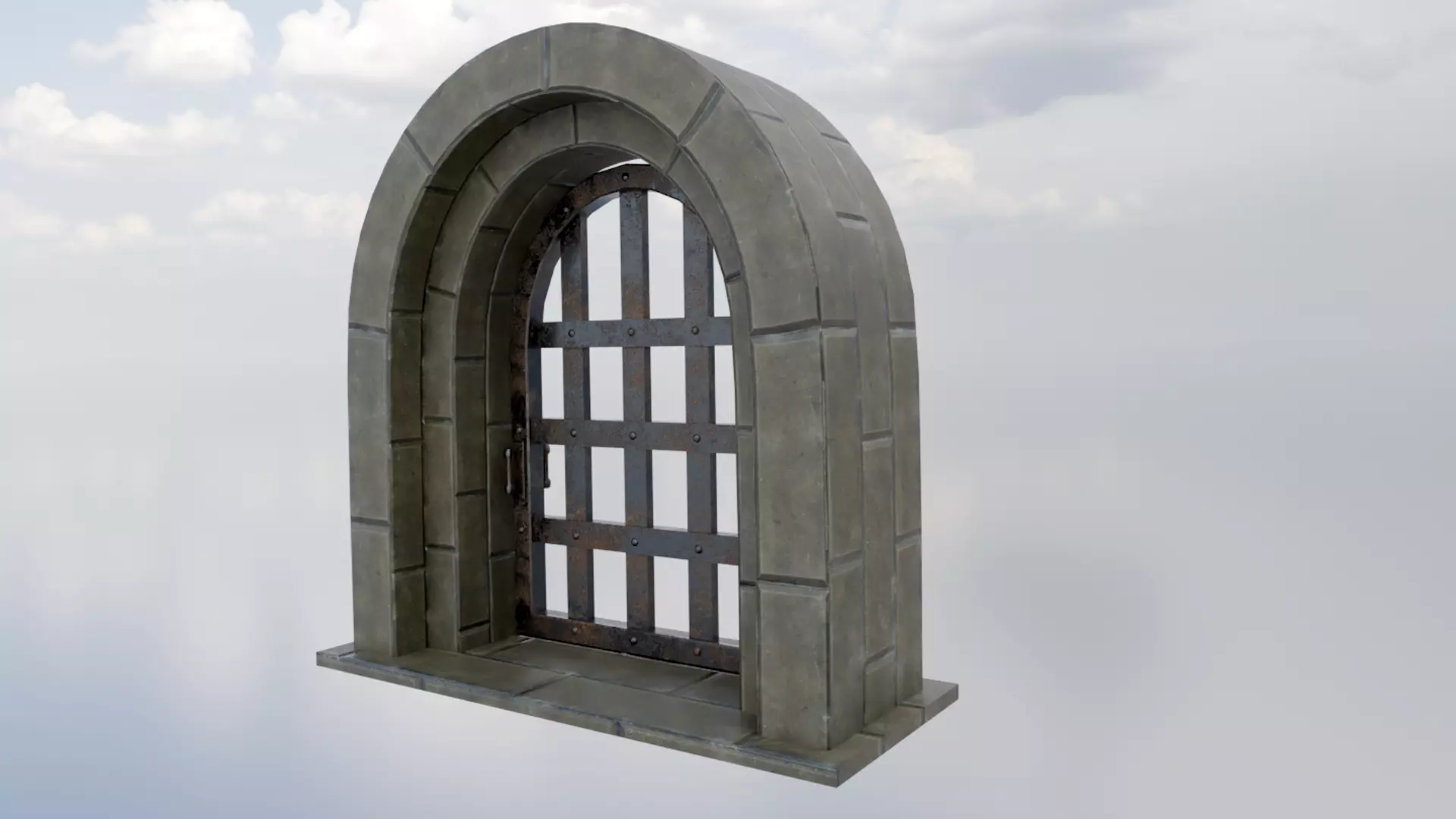 Medieval Metal Door Low-poly 3D model_1