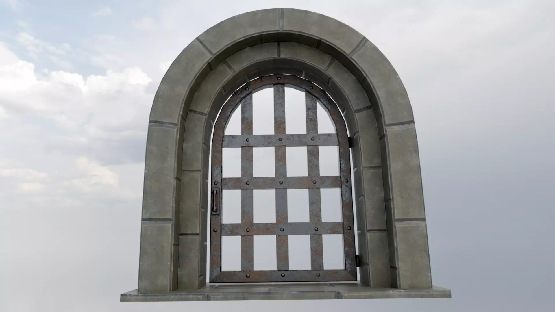 Medieval Metal Door Low-poly 3D model_2