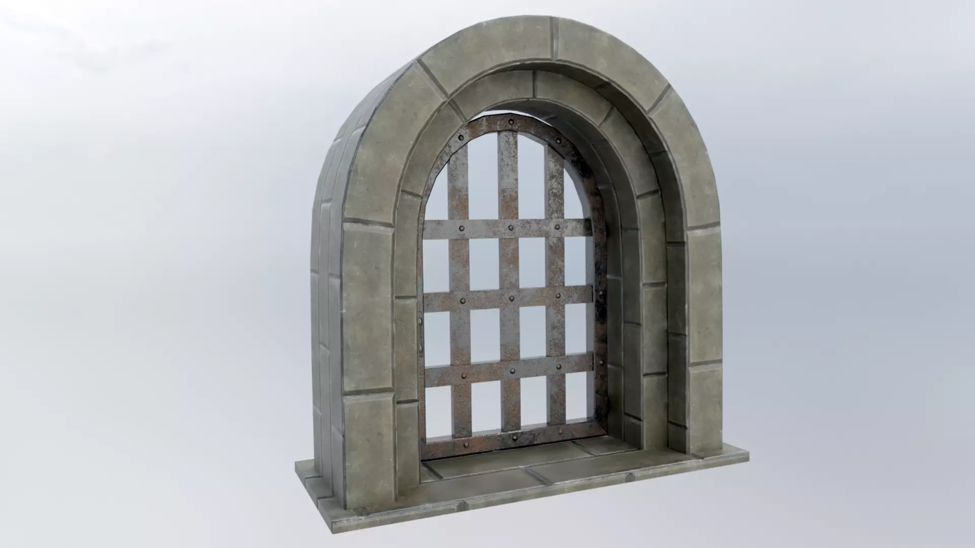 Medieval Metal Door Low-poly 3D model_0