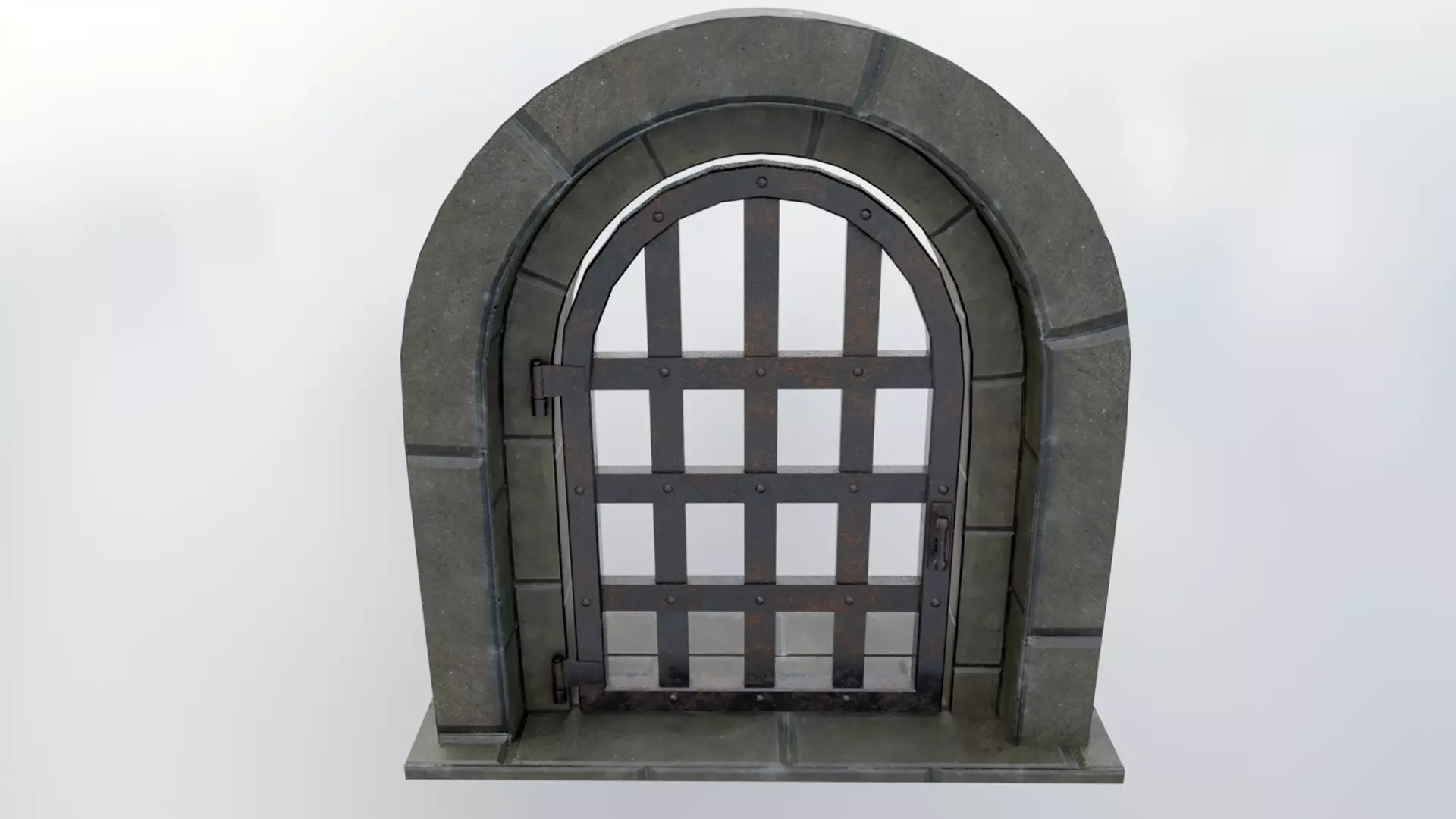Medieval Metal Door Low-poly 3D model_4