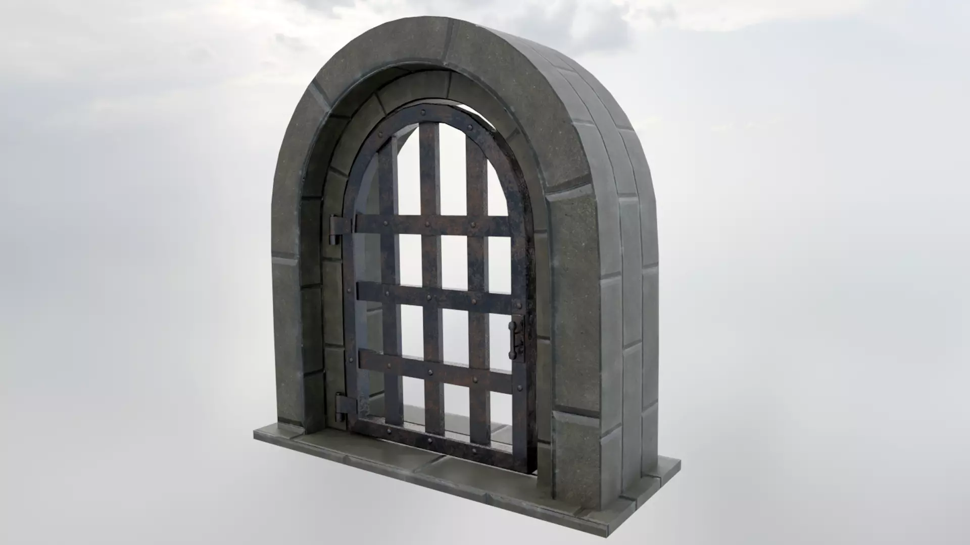 Medieval Metal Door Low-poly 3D model_3