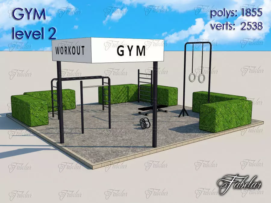 Gym Level Low-poly 3D model