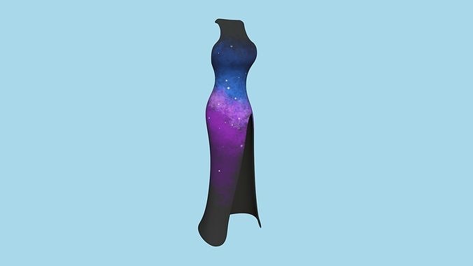 Galaxy Female Long Dress - Woman Character Design Fashion Low-poly 3D model