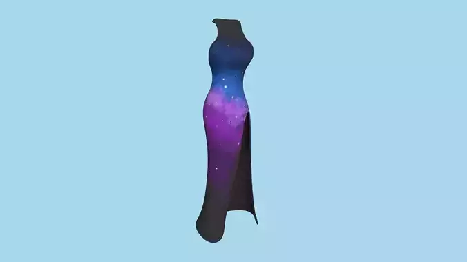 Galaxy Female Long Dress - Woman Character Design Fashion Low-poly 3D model Galaxy Female Long Dress - Woman Character Design Fashion Low-poly 3D model