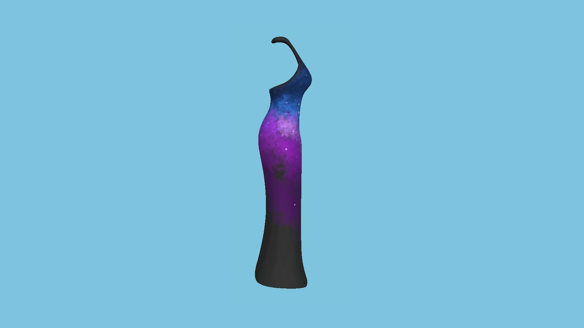 Galaxy Female Long Dress - Woman Character Design Fashion Low-poly 3D model_2