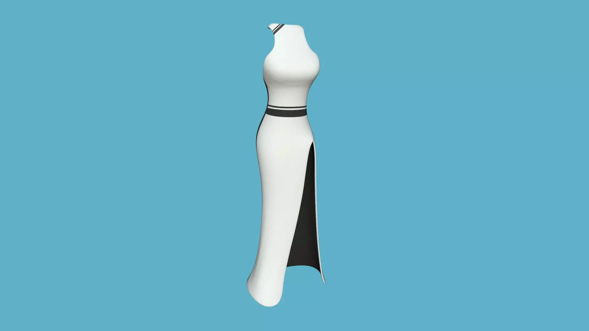 Black White Female Dress - Woman Character Design Fashion Low-poly 3D model_0