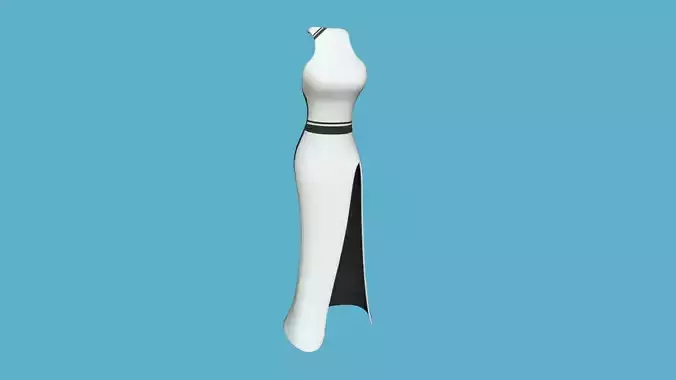 Black White Female Dress - Woman Character Design Fashion Low-poly 3D model Black White Female Dress - Woman Character Design Fashion Low-poly 3D model