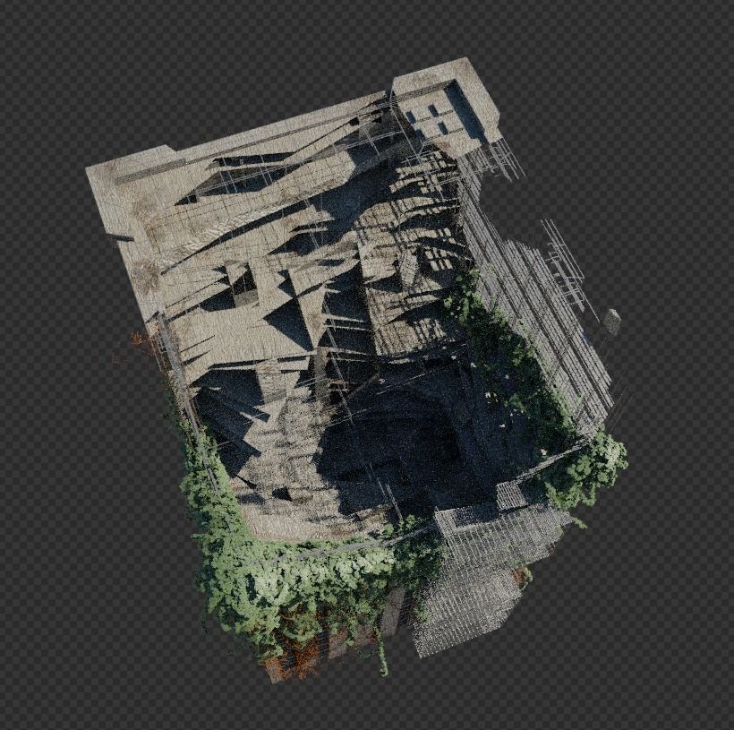 Abandoned Destroyed House overgrown with Evy Free 3D model_3