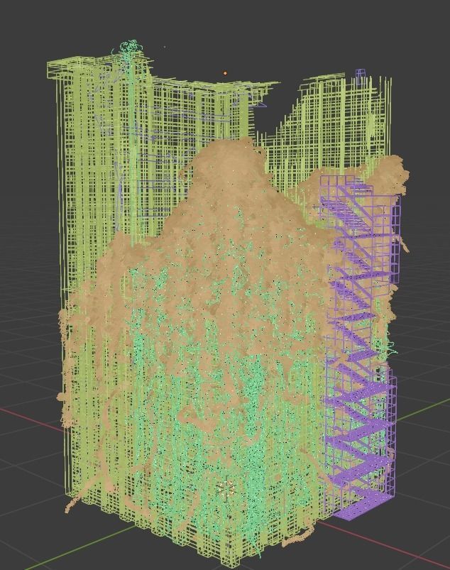 Abandoned Destroyed House overgrown with Evy Free 3D model_7