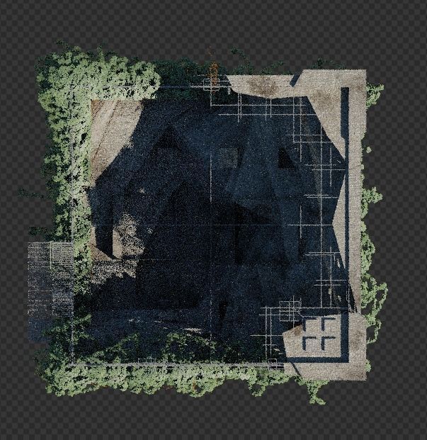 Abandoned Destroyed House overgrown with Evy Free 3D model_4