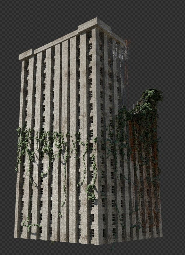 Abandoned Destroyed House overgrown with Evy Free 3D model_2
