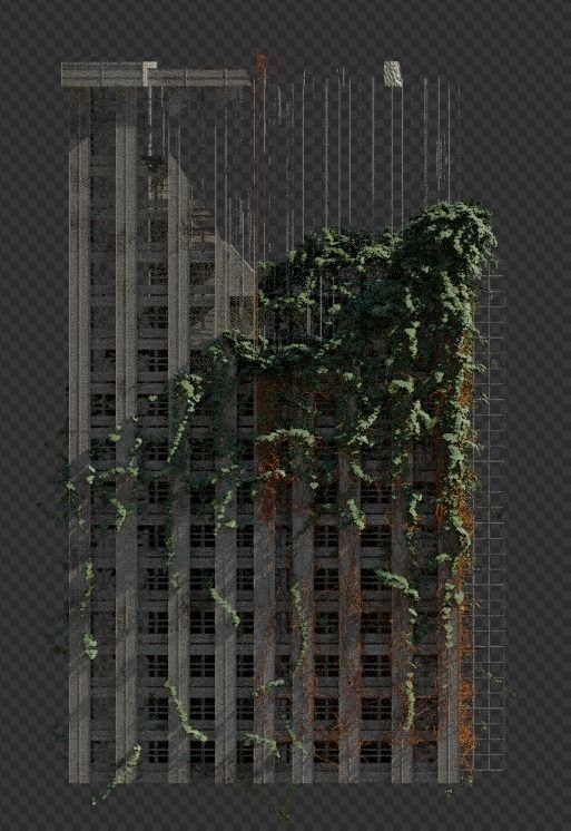 Abandoned Destroyed House overgrown with Evy Free 3D model_6