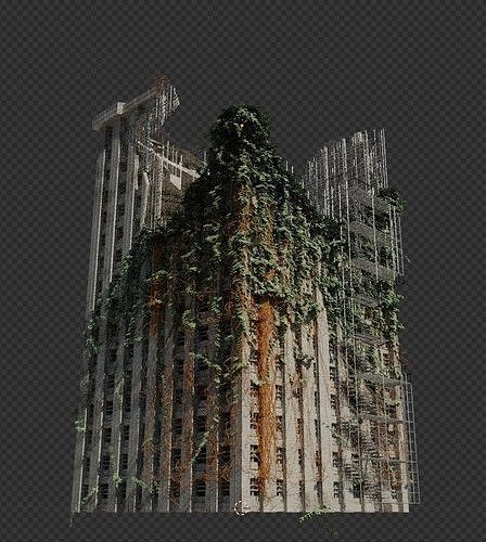 Abandoned Destroyed House overgrown with Evy Free 3D model