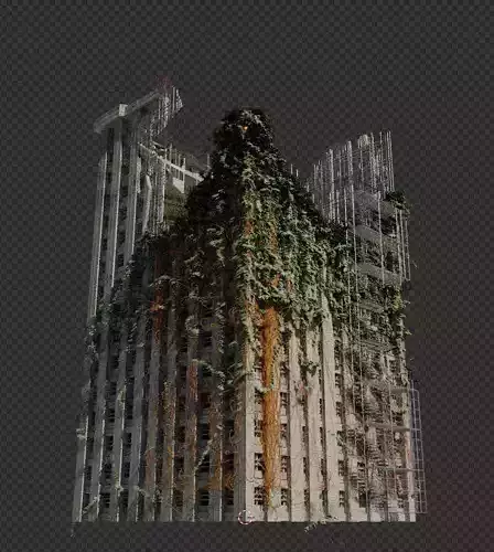 Abandoned Destroyed House overgrown with Evy