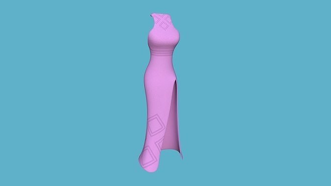 Pink Female Long Dress - Woman Character Design Fashion Low-poly 3D model