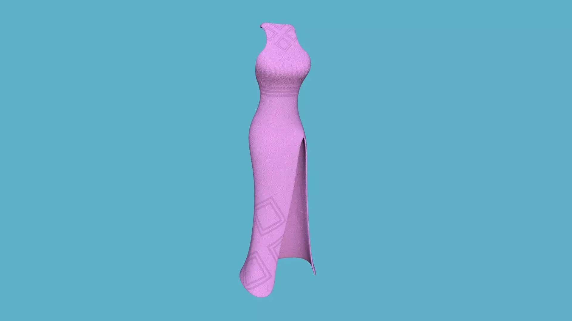 Pink Female Long Dress - Woman Character Design Fashion Low-poly 3D model_0