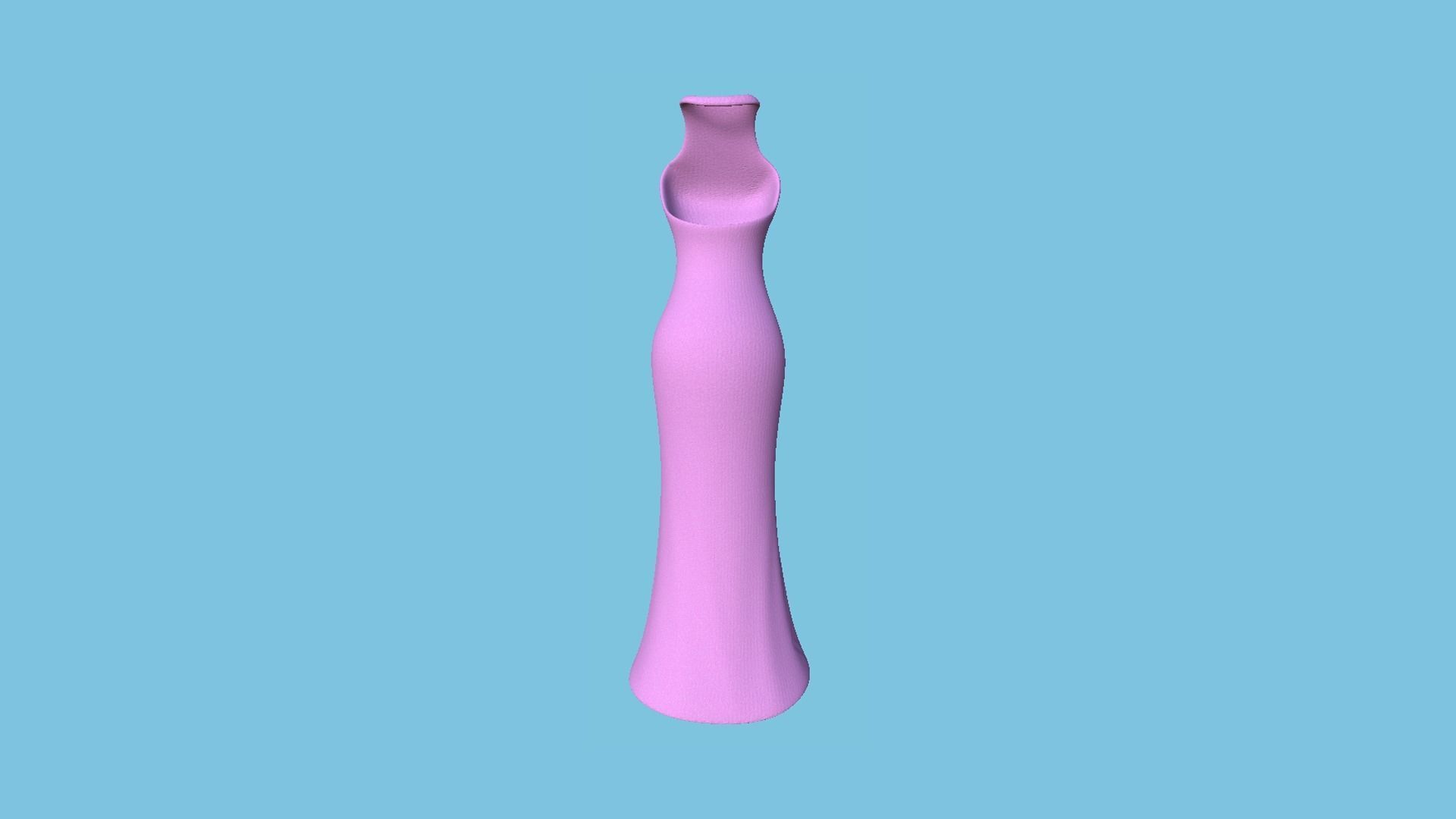 Pink Female Long Dress - Woman Character Design Fashion Low-poly 3D model_4