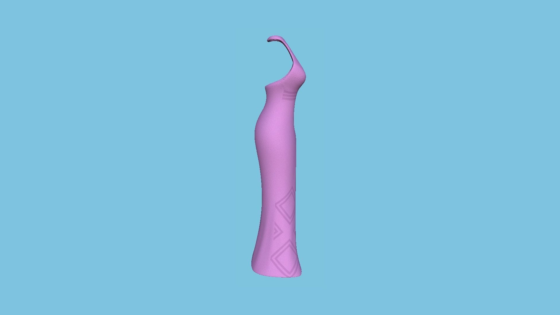 Pink Female Long Dress - Woman Character Design Fashion Low-poly 3D model_2