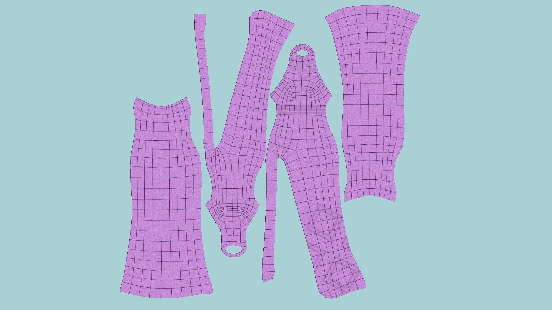 Pink Female Long Dress - Woman Character Design Fashion Low-poly 3D model_6