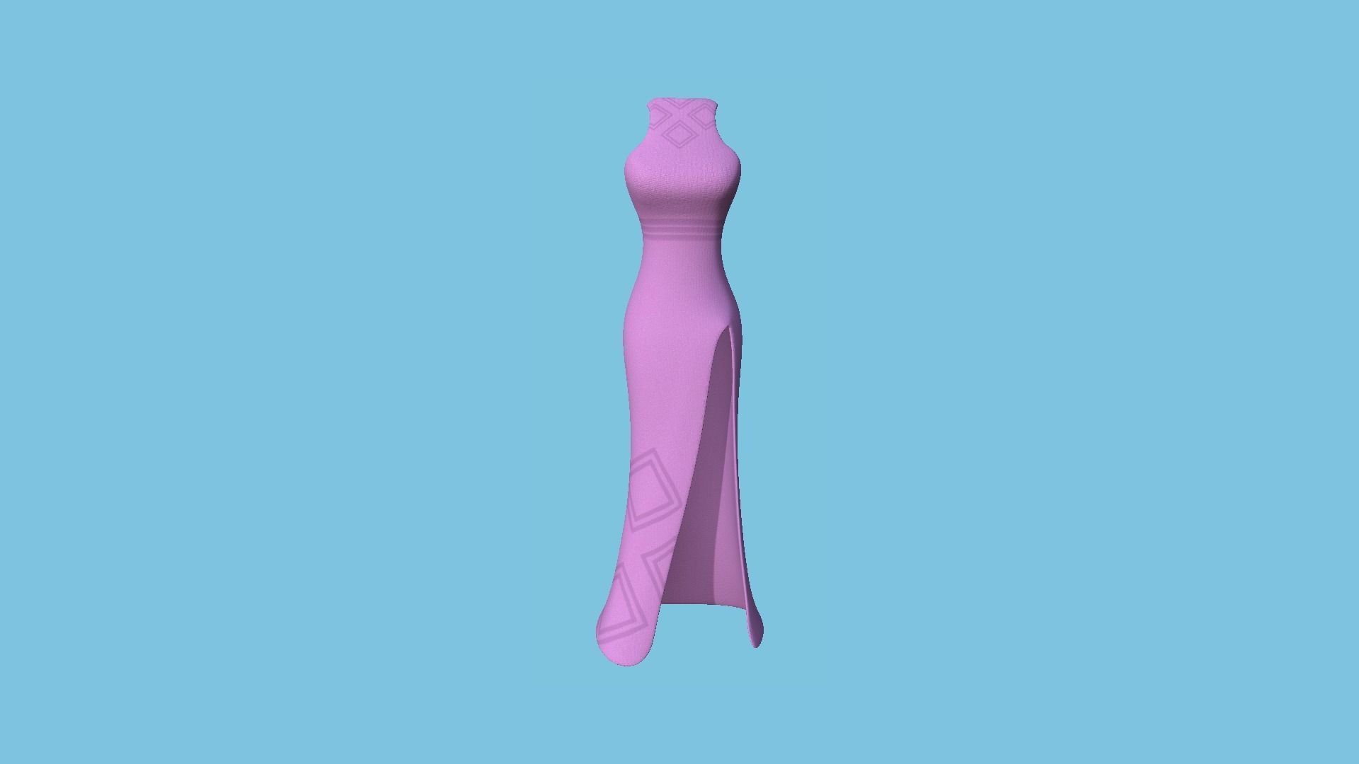 Pink Female Long Dress - Woman Character Design Fashion Low-poly 3D model_1