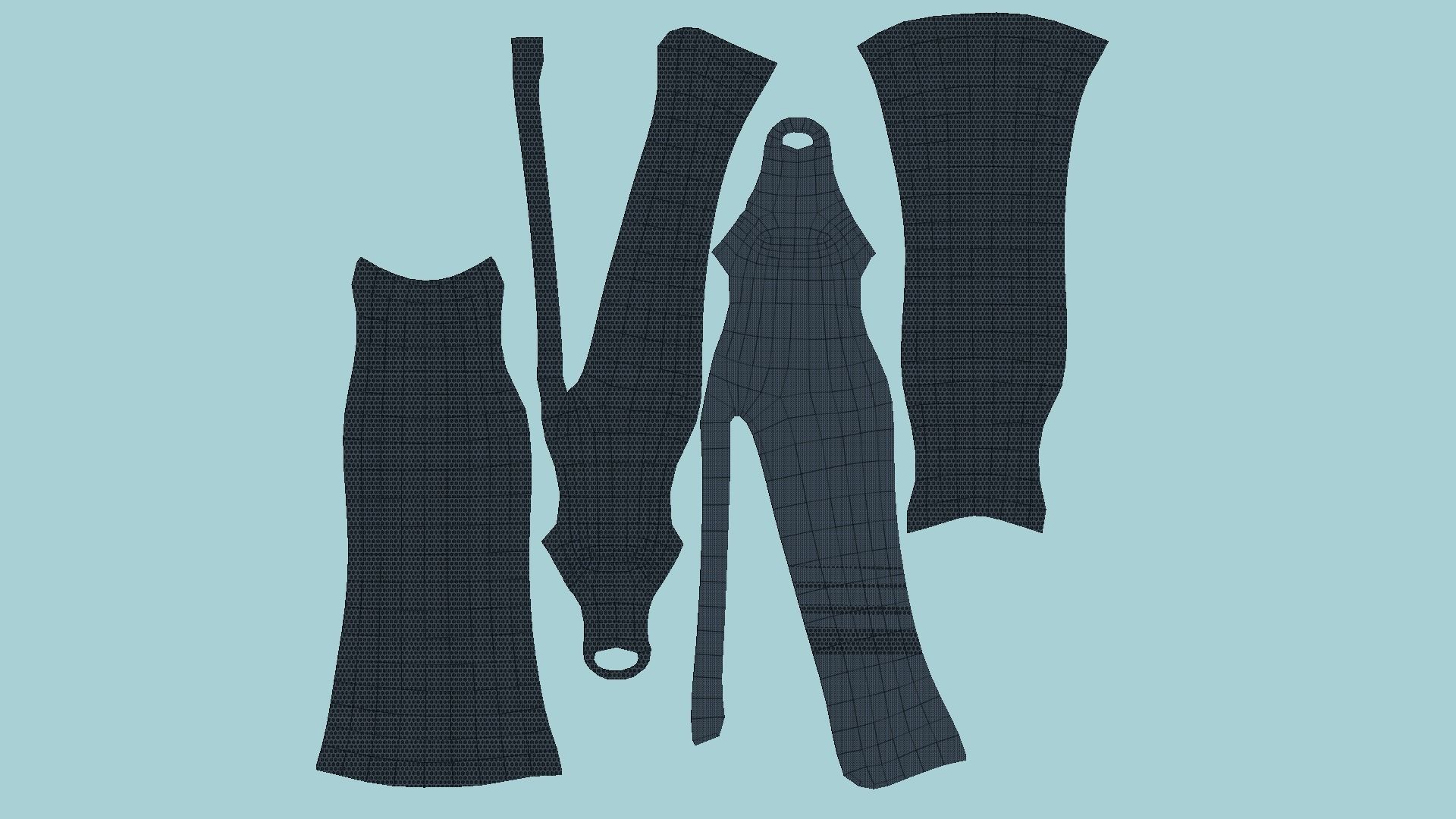 Dark Gray Female Dress - Woman Character Design Fashion Low-poly 3D model_5