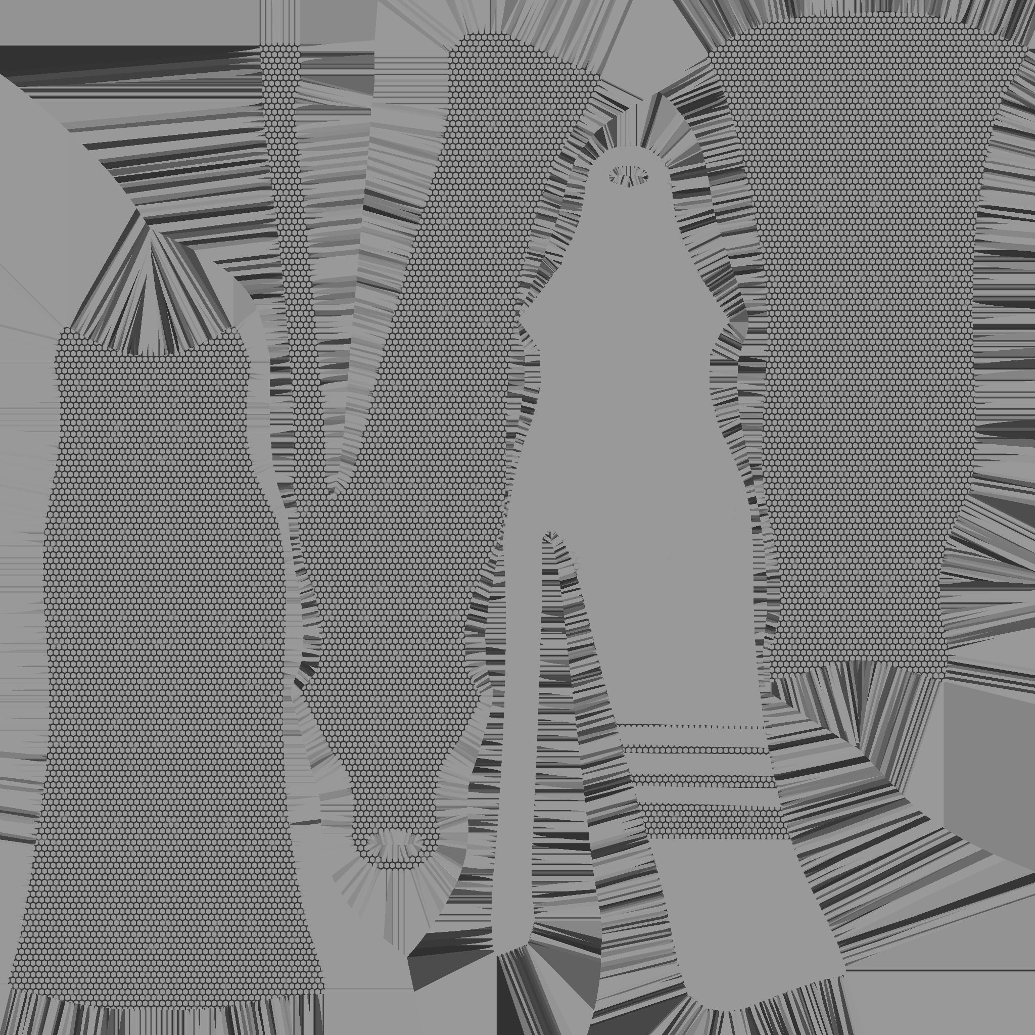 Dark Gray Female Dress - Woman Character Design Fashion Low-poly 3D model_11