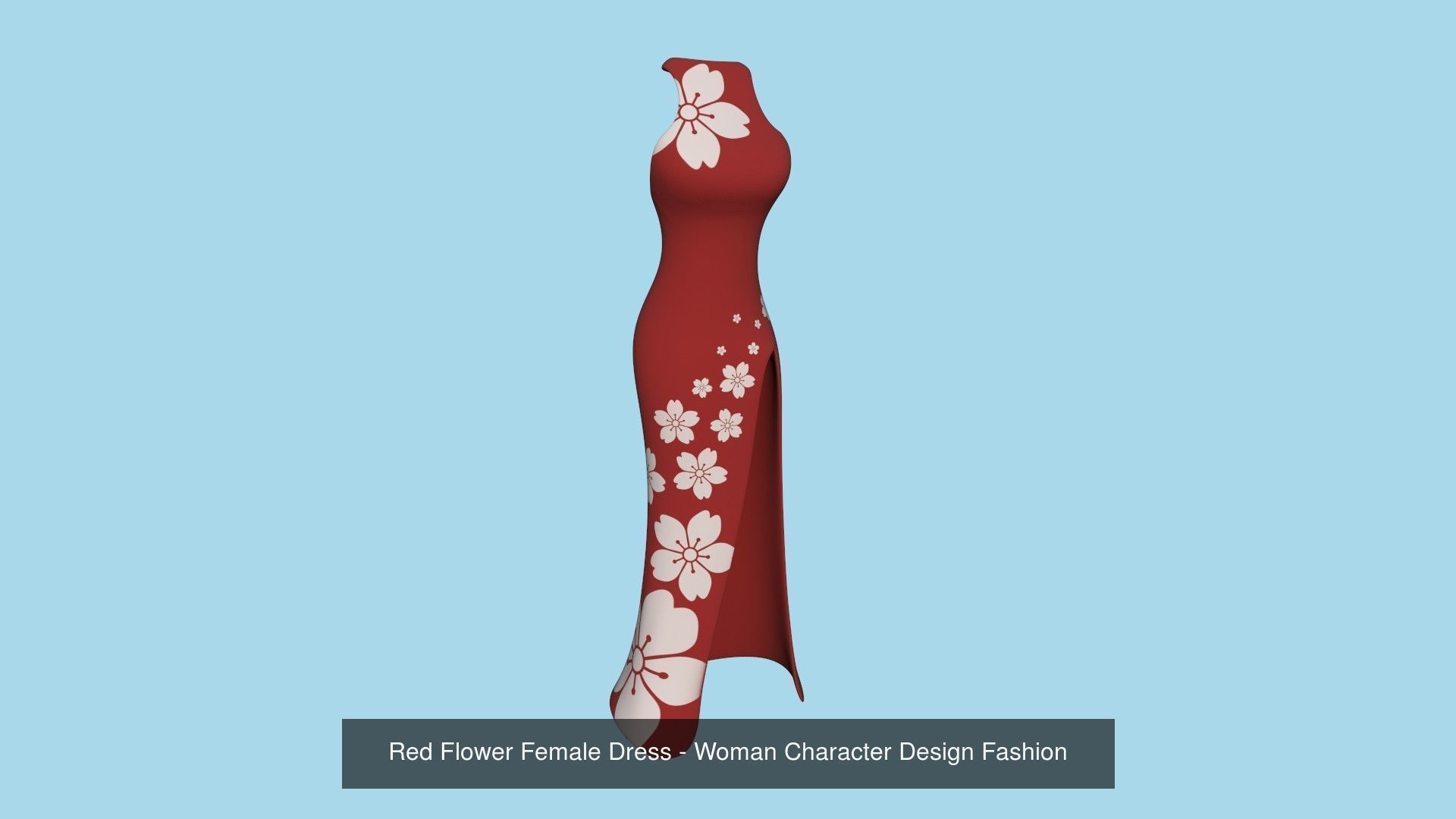 08 Female Long Dress - Woman Character Design Fashion 3D Model Collection_3