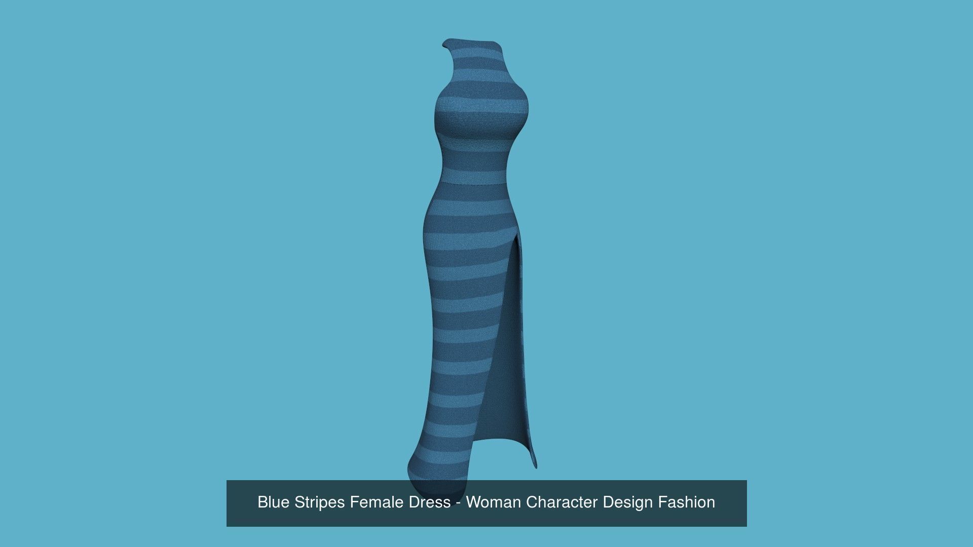 08 Female Long Dress - Woman Character Design Fashion 3D Model Collection_7