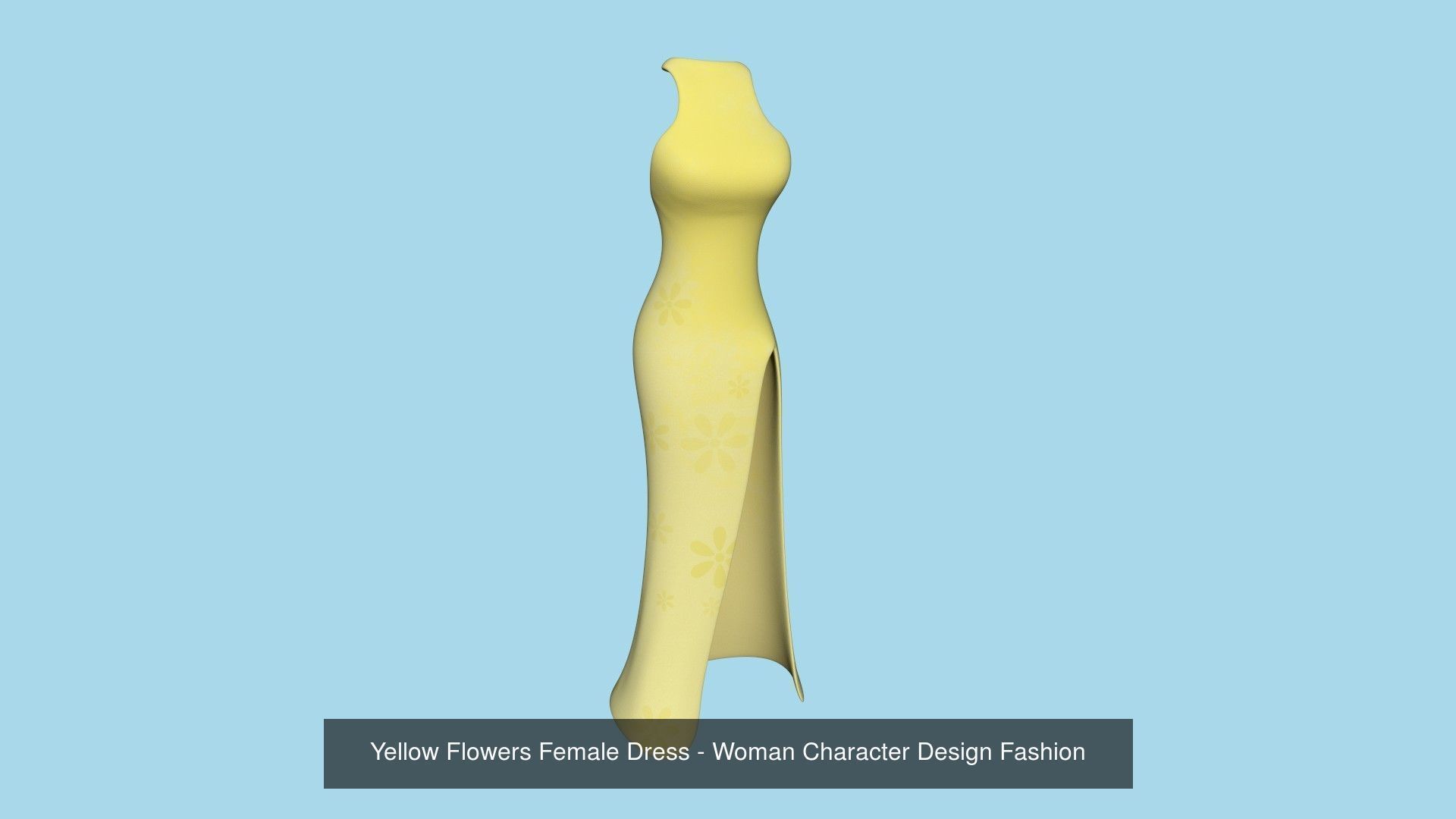 08 Female Long Dress - Woman Character Design Fashion 3D Model Collection_4