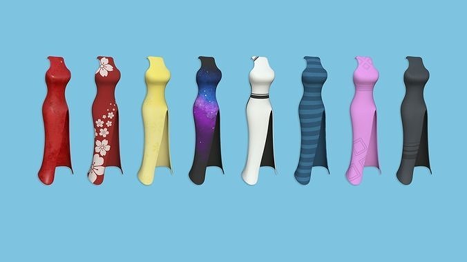 08 Female Long Dress - Woman Character Design Fashion 3D Model Collection