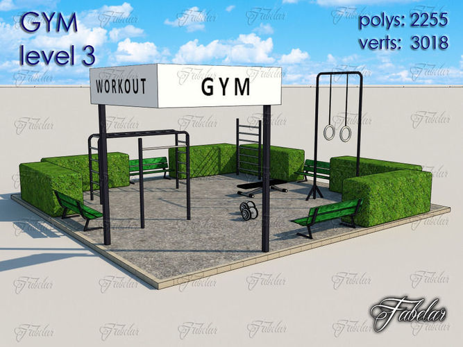 Gym Level Low-poly 3D model
