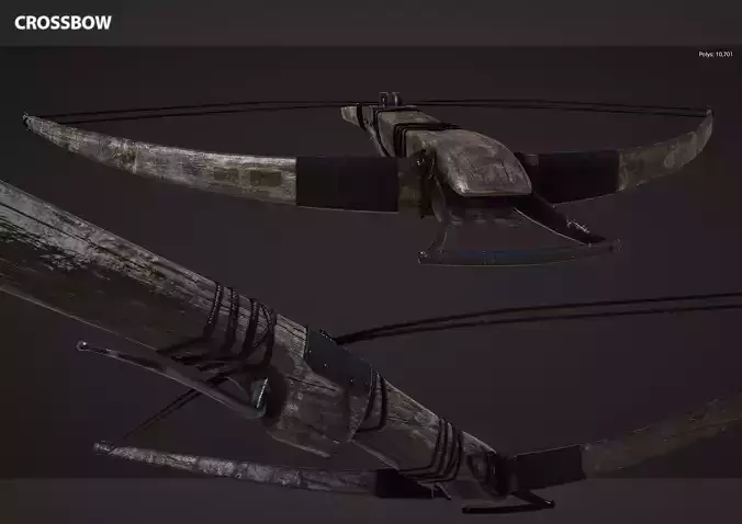 Medieval Crossbow Low-poly 3D model