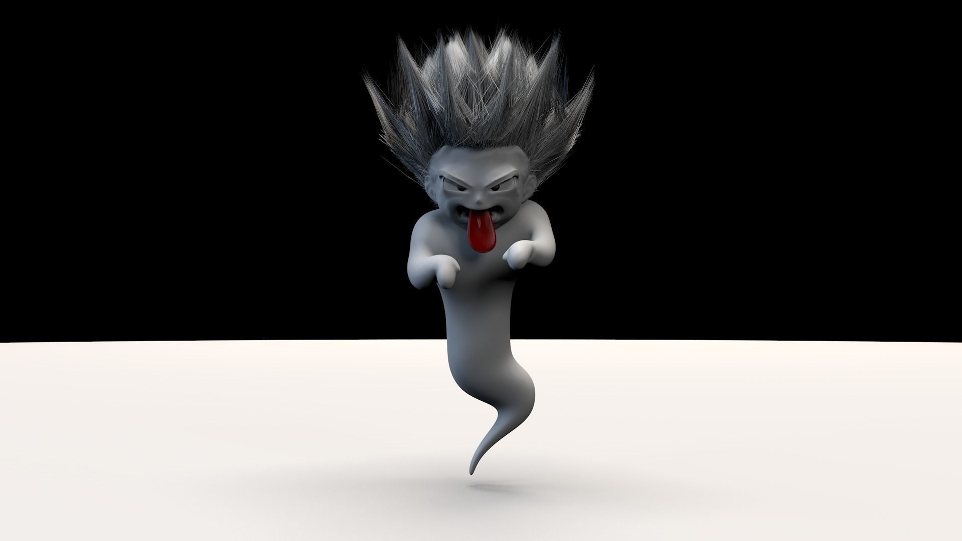 Super Ghost Kamikaze with FiberMesh Hair 3D model_5