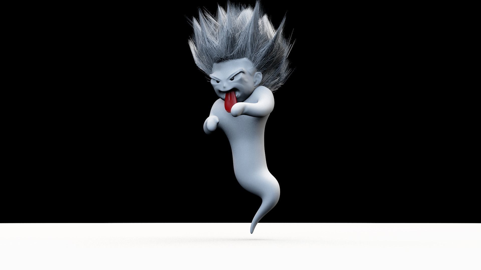 Super Ghost Kamikaze with FiberMesh Hair 3D model_8