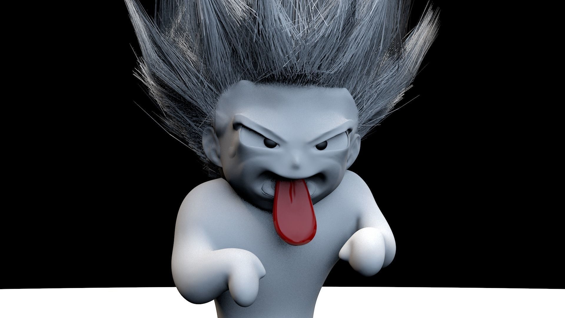 Super Ghost Kamikaze with FiberMesh Hair 3D model_7
