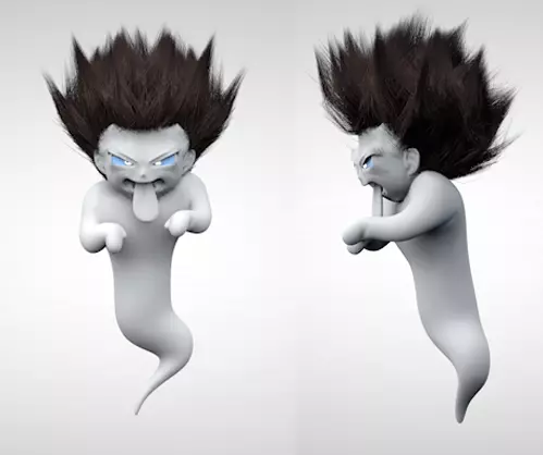 Super Ghost Kamikaze with FiberMesh Hair 3D model_0