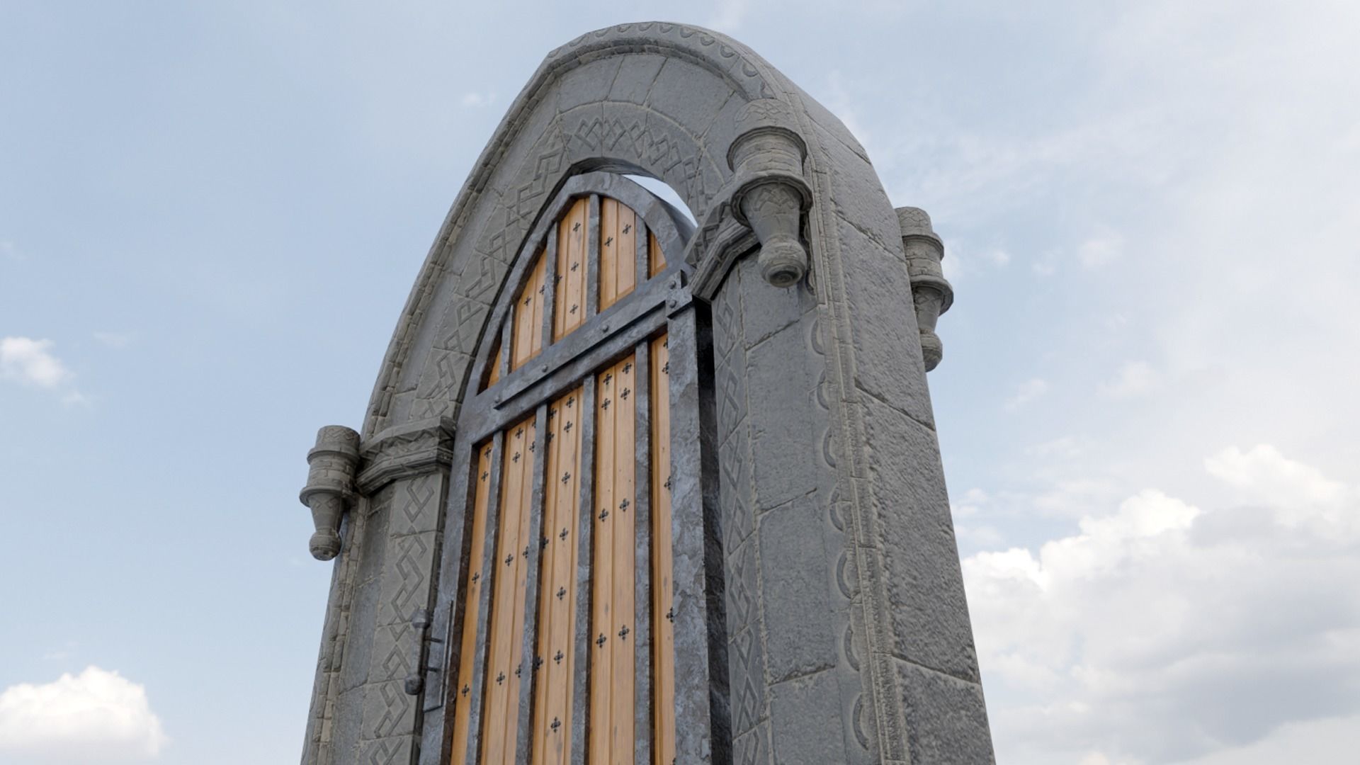 Medieval Doorway Low-poly 3D model_4