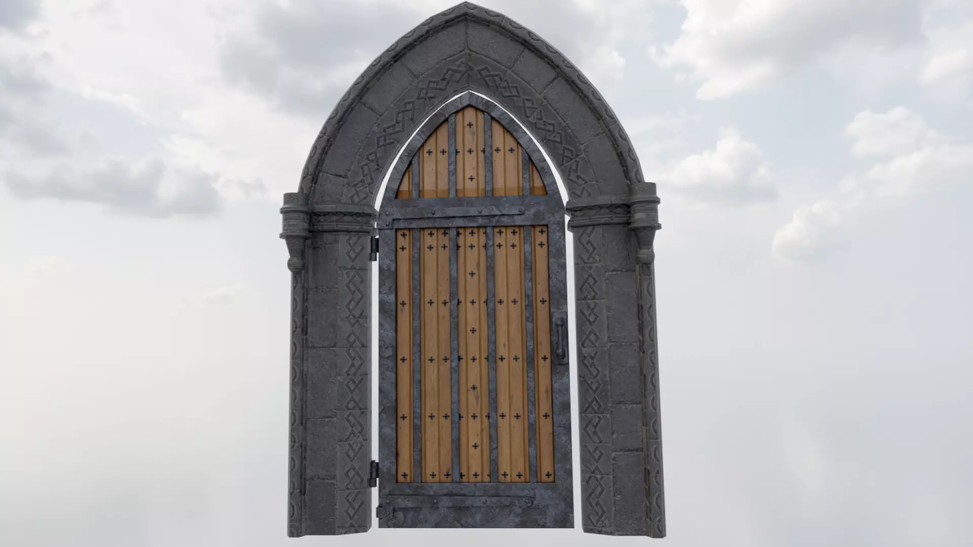 Medieval Doorway Low-poly 3D model_0