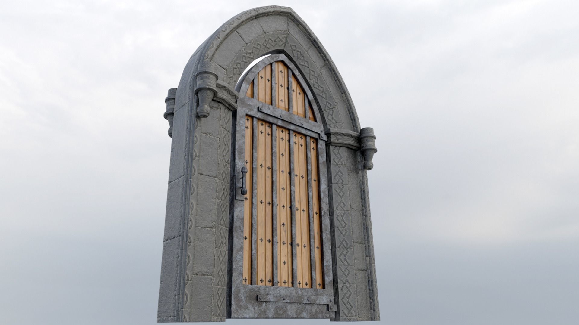 Medieval Doorway Low-poly 3D model_3