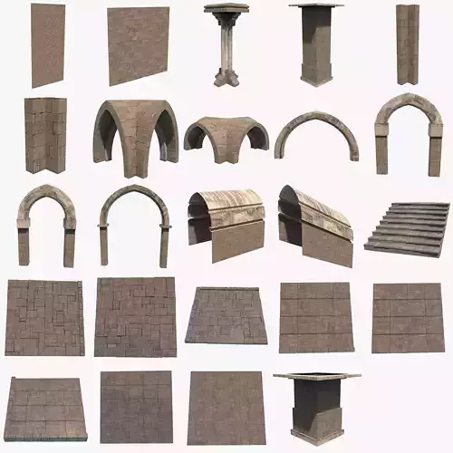Modular Dungeon Low-poly 3D model
