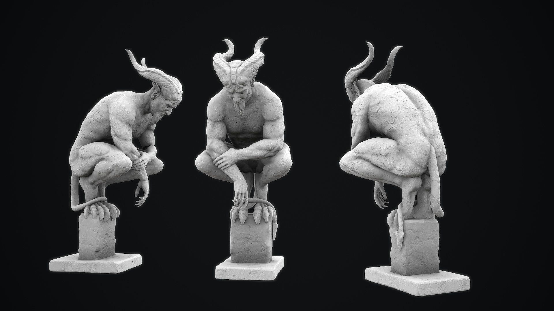 Demon Statue  Low-poly 3D model_10