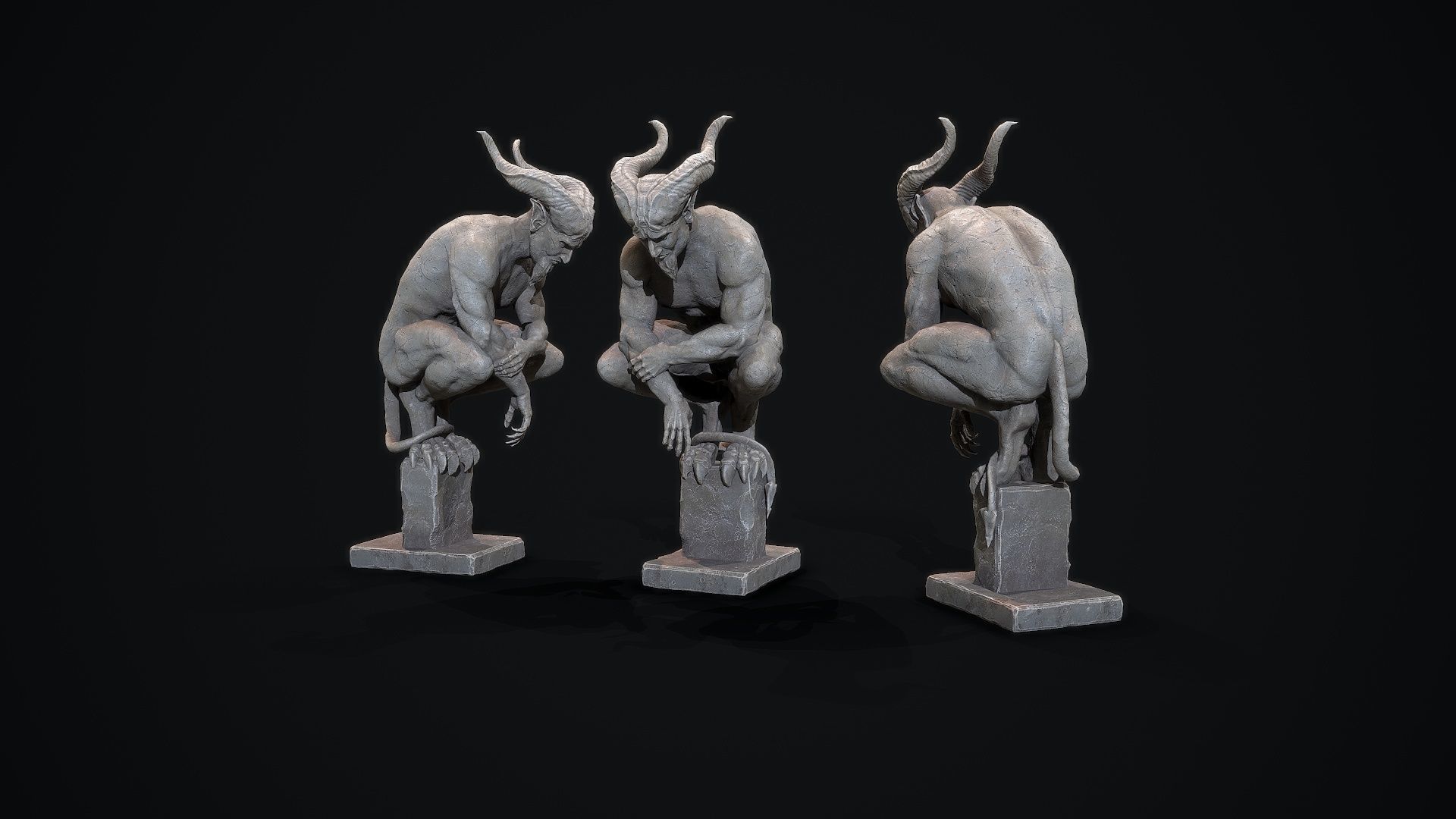 Demon Statue  Low-poly 3D model_5