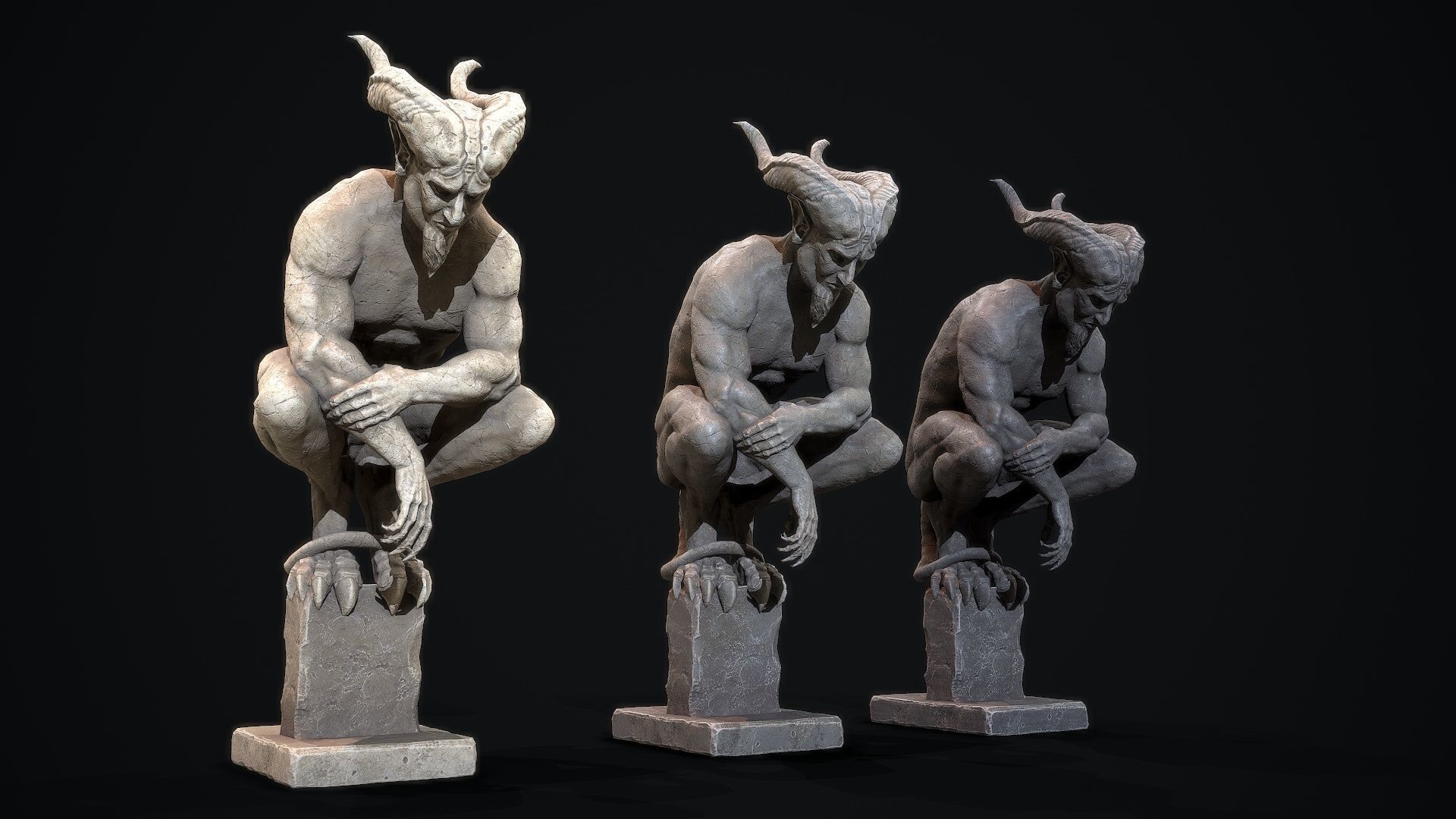 Demon Statue  Low-poly 3D model_9