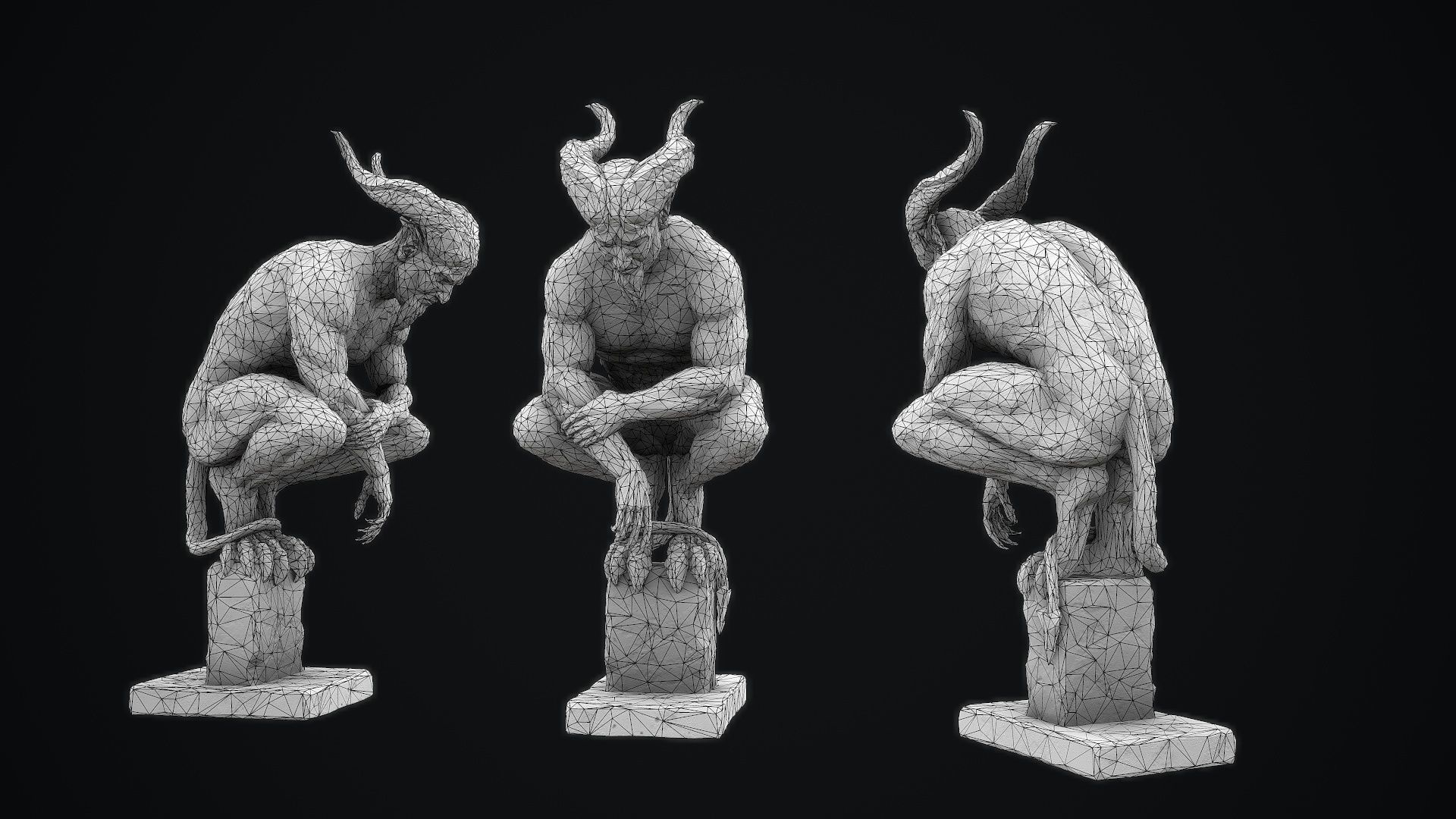 Demon Statue  Low-poly 3D model_11