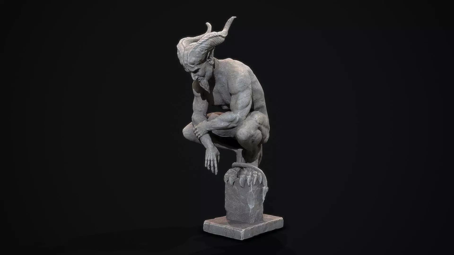 Demon Statue  Low-poly 3D model_0