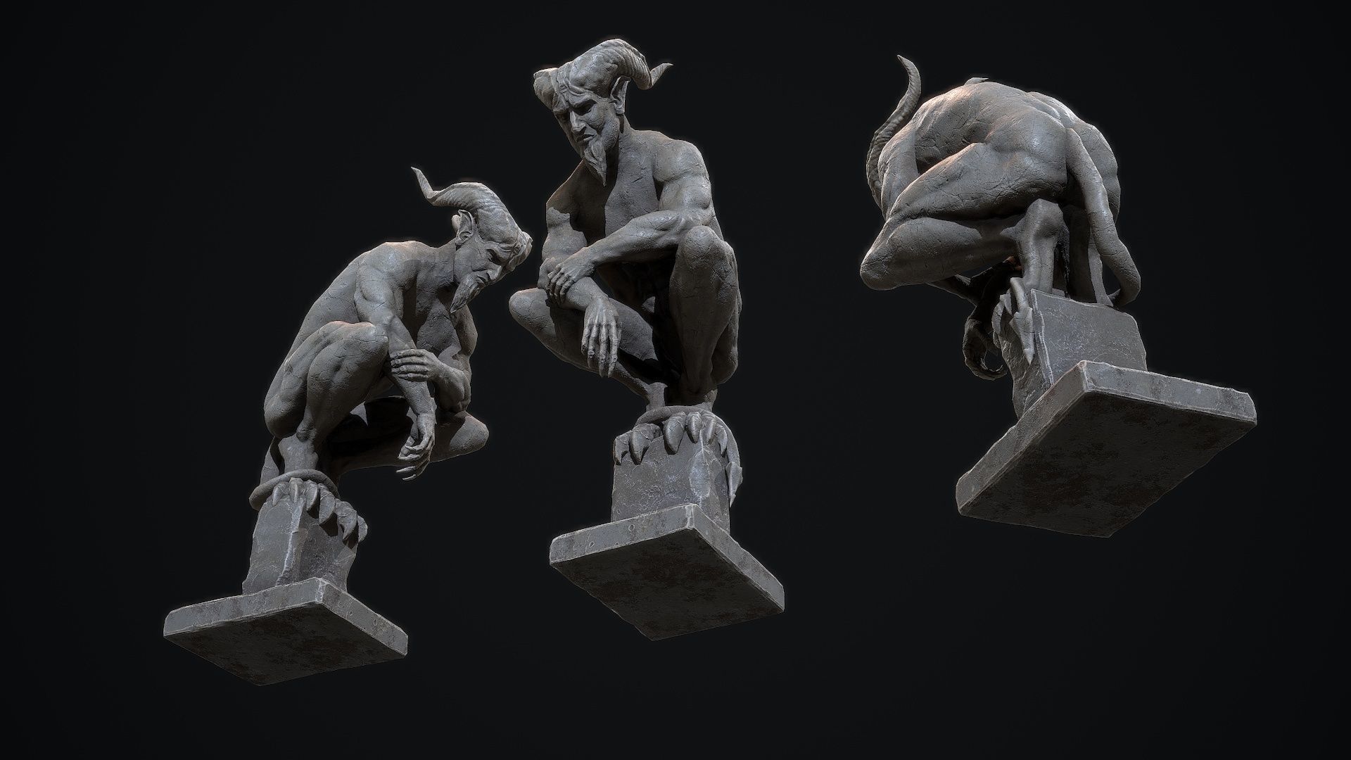 Demon Statue  Low-poly 3D model_4