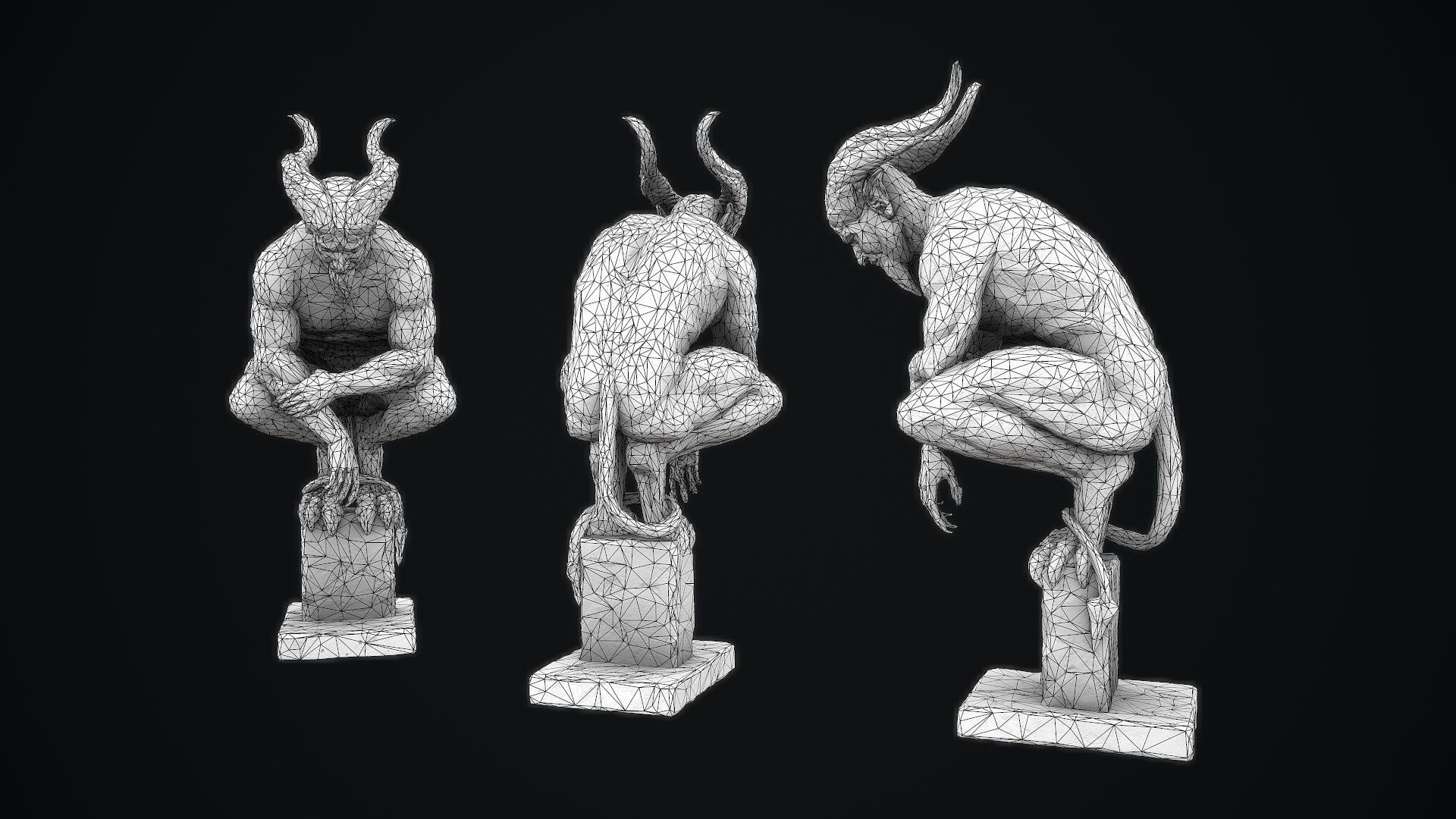 Demon Statue  Low-poly 3D model_12