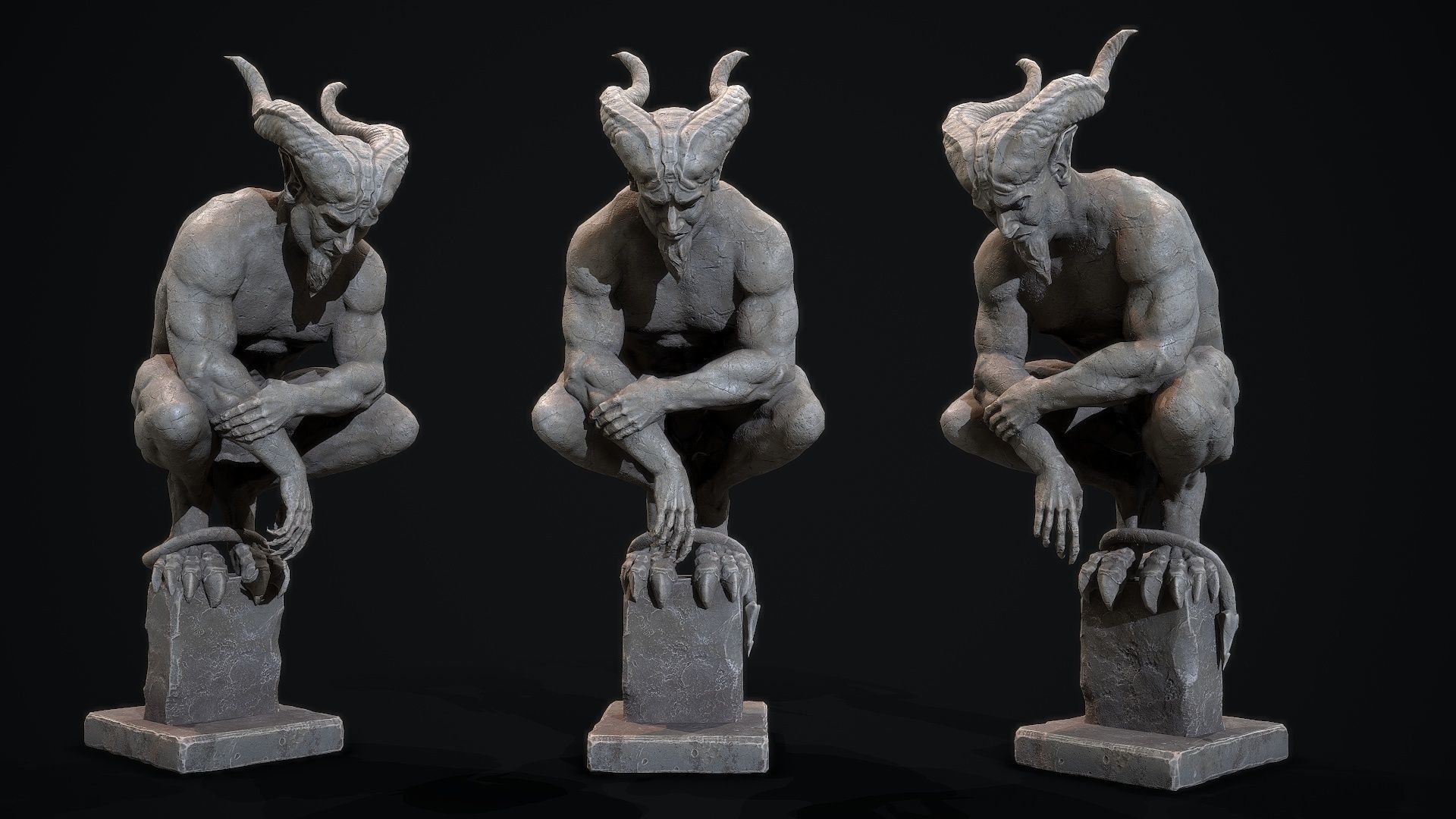 Demon Statue  Low-poly 3D model_2