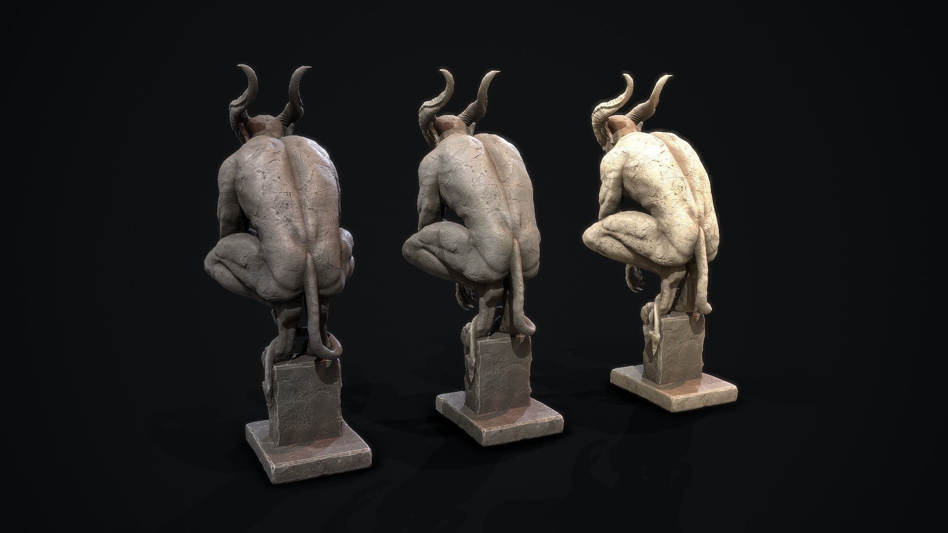 Demon Statue  Low-poly 3D model_7